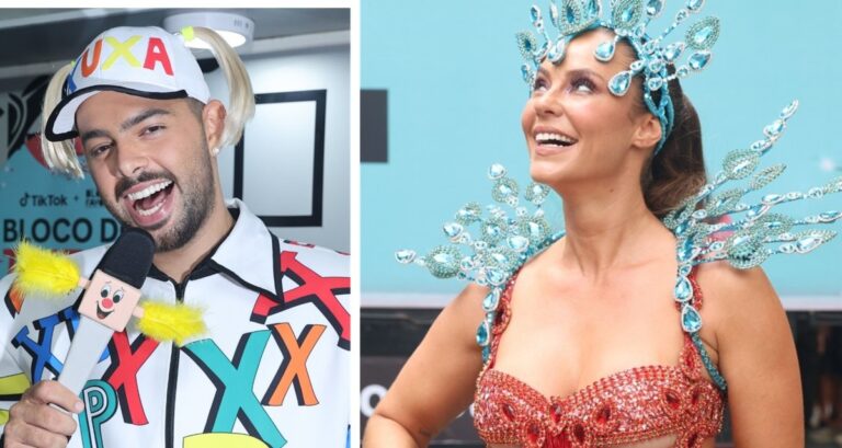 Com Pedro Sampaio vestido de Xuxa e Paolla Oliveira como musa, Bloco da Favorita desfila no Rio