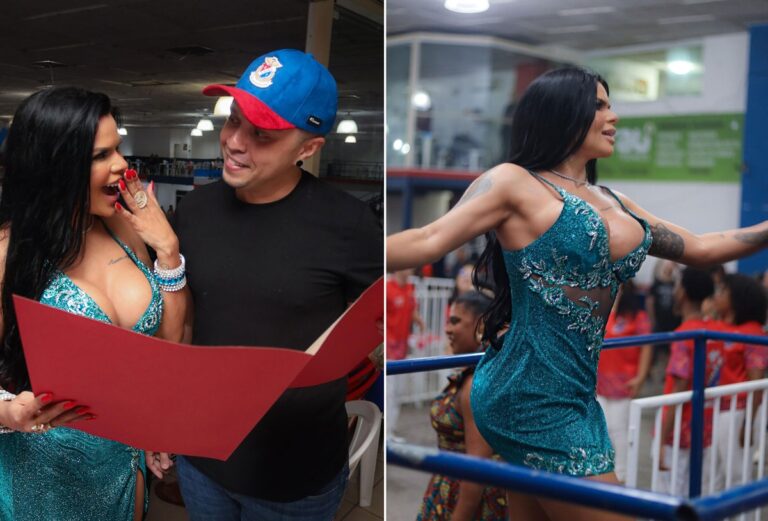 Juliana Souza recebe croqui da fantasia para o desfile em 2025 